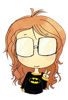 imagem de uma garota com oculos e moletom do batman