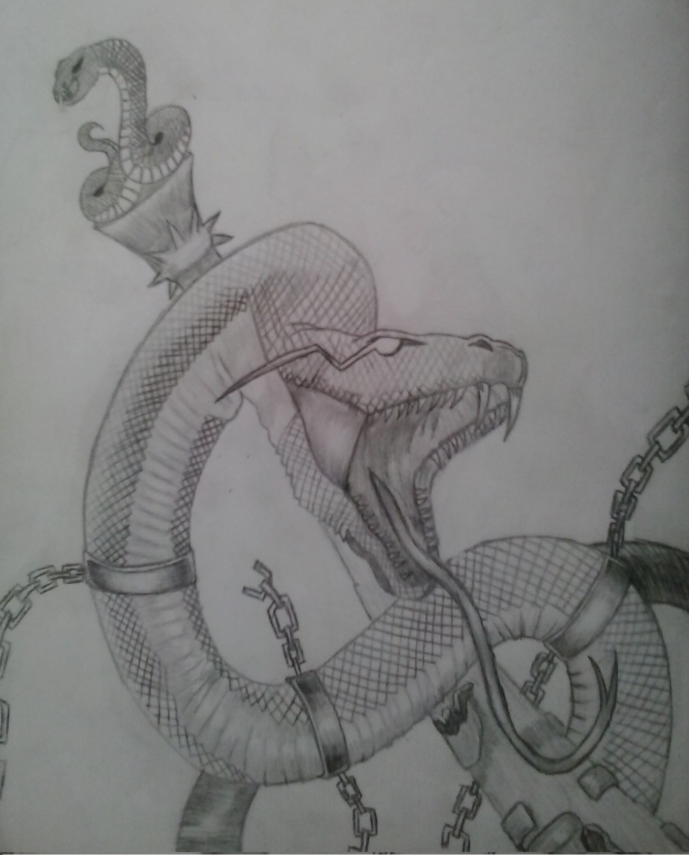 Desenho de uma Apep, também conhecida como 'serpente da lua', é uma cobra da mitologia egipcia