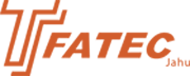 Logomarca na cor laranja da faculdade de tecnologia FATEC.