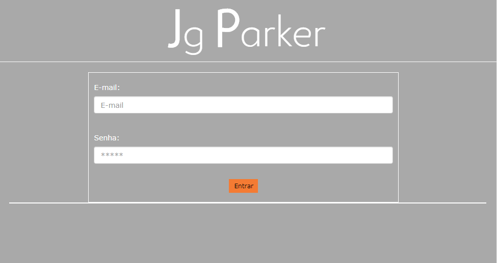 Tela de login do jgparker