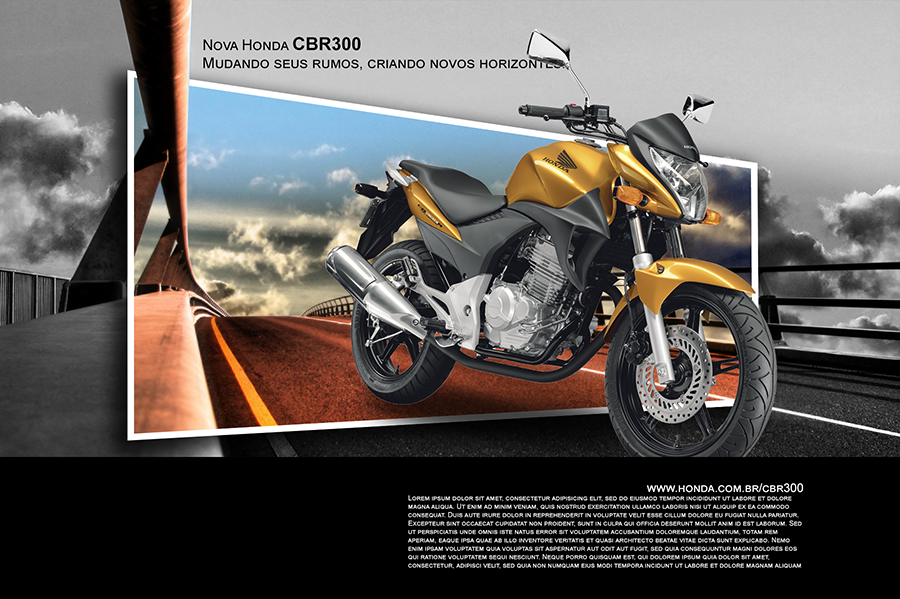 The advertisement of a motocycle.